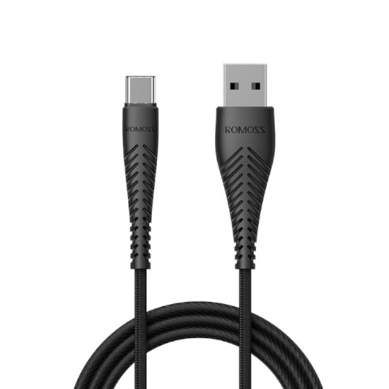 Picture of Romoss USB A to Type C Cable Nylon Braided - 1M - Black
