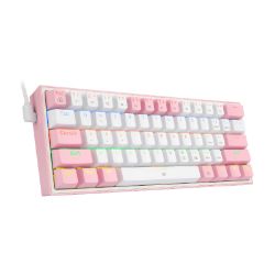 Picture of REDRAGON FIZZ Rainbow LED 61 KEY Mechanical Wired Gaming Keyboard - White/Pink