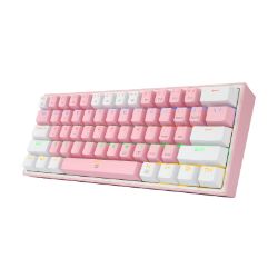 Picture of REDRAGON FIZZ Rainbow LED 61 KEY Mechanical Wired Gaming Keyboard - Pink/White