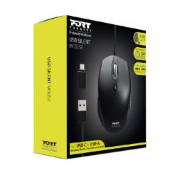 Picture of Port Connect Wired USB|Type-C 3600DPI Mouse - Black