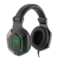 Picture of T-Dagger Eiger 2 x 3.5mm (Mic and Headset) + USB (Power Only) |Mute + Volume Buttons|Green Backlighting Over-Ear Gaming Headset - Black