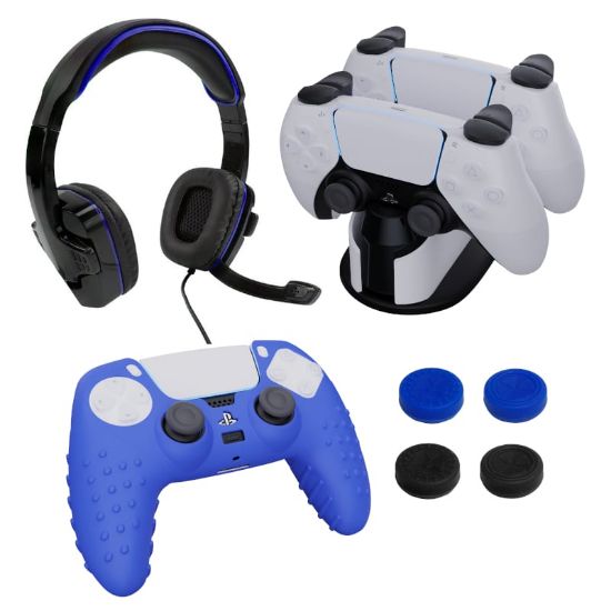 Picture of Sparkfox PlayStation 5 Combo Gamer Pack with Headset|Grip Pack|Controller Skin|Charging Dock