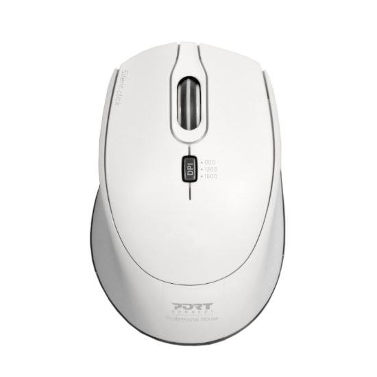 Picture of Port Wireless Silent 3600DPI 3 Button USB and Type-C Dongle Mouse - White