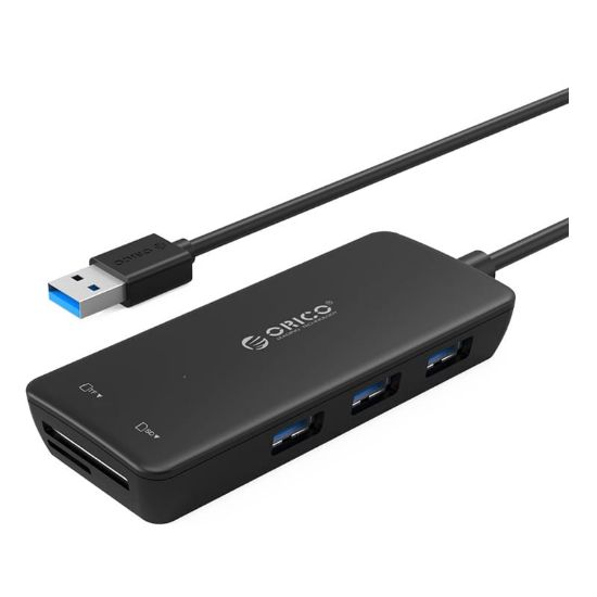 Picture of ORICO 3 Port USB3.0 Hub With TF and SD Card Reader - Black