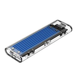 Picture of ORICO M.2 NVMe + non-NVMe USB3.1 to Type-C|2TB Max|Blue Heatsink Transparent Enclosure