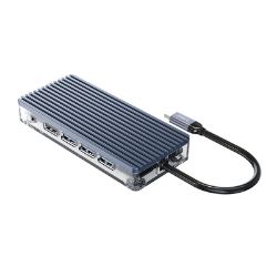 Picture of ORICO 11 Port 3 x USB3.0|1 x USB2.0|1 x HDMI|1 x RJ45|1 x TF/SD|1 x Type-C|1 x VGA| 1 x Aux Transparent Hub - Grey