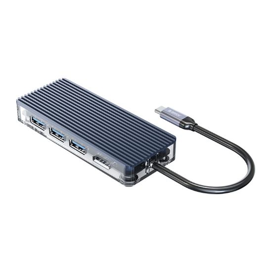 Picture of ORICO 6 Port 3 x USB3.0|1 x HDMI|1 x TF|1 x SD Transparent Hub - Grey