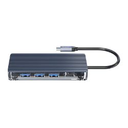 Picture of ORICO 8 Port 3 x USB3.0|1 x RJ45|1 x HDMI|1 x Type-C(PD 20V)|1 x TF/SD Transparent Hub - Grey