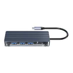 Picture of ORICO 6 Port 3 x USB3.0|1 x HDMI|1 x RJ45|1 x Type-C Transparent Hub - Grey
