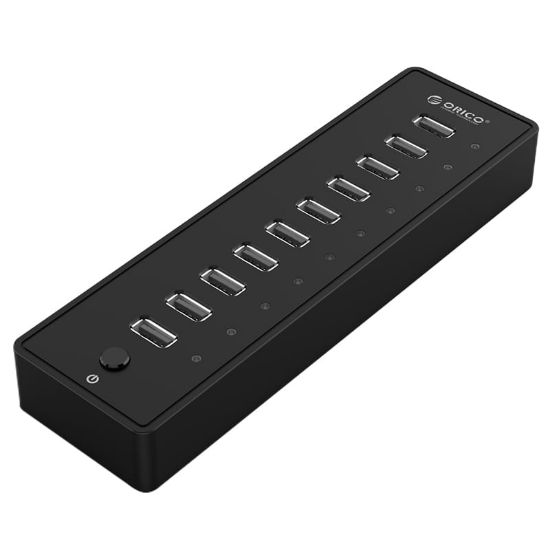 Picture of ORICO 10 Port 30W Additional Power USB2.0 Hub - Black