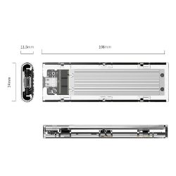 Picture of ORICO M.2 NVME (2230/2242/2260/2280) to USB3.1(Device Input) Gen-2 Type-C(Enclosure Side) Transparent SSD Enclosure (2TB Max) - Silver Heatsink (Compatible with CTA2-SV/CTA2-GR)
