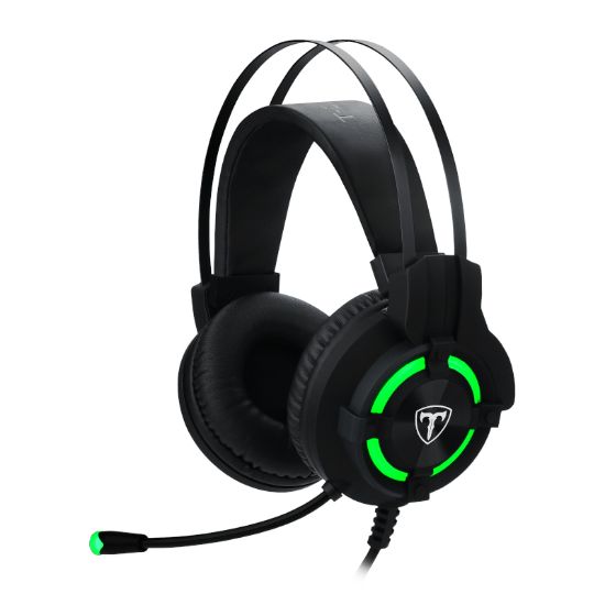Picture of T-Dagger Andes Green Lighting|210cm Cable|USB|Omni-Directional Luminous Gooseneck Mic|40mm Bass Driver|Stereo Gaming Headset - Black/Green