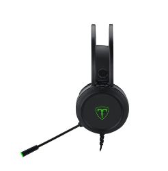 Picture of T-Dagger Ural Green Lighting|210cm Cable|3.5mm+USB|Uni-Directional Luminous Gooseneck Mic|50mm Bass Driver|Stereo Gaming Headset - Black/Green
