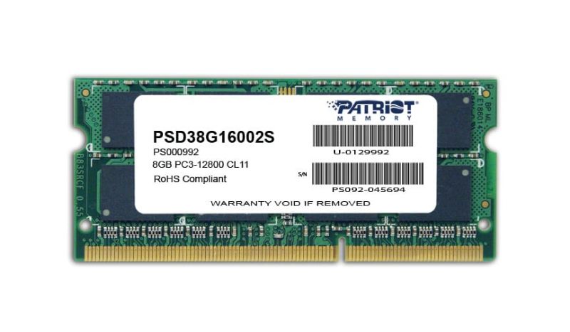 Picture of Patriot Signature Line 8GB 1600MHz DDR3 Dual Rank SODIMM Notebook Memory